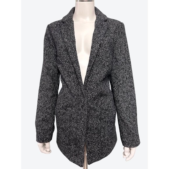 Ambiance Outerwear Jackets & Blazers - Ambiance Outerwear Black & White Tweed Style Blazer Size S